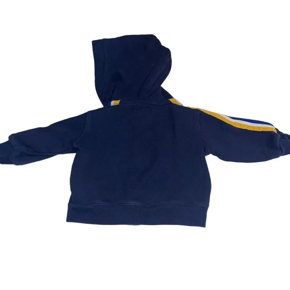 Ralph Lauren Navy Full Zip‎ Hoodie with Yellow Big Pony Logo - Size 3 months